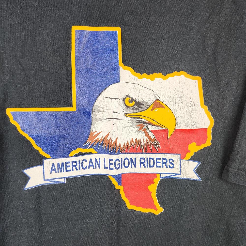 Vintage American Legion Riders Shirt Mens XL Black Eagle Converse Texas Biker